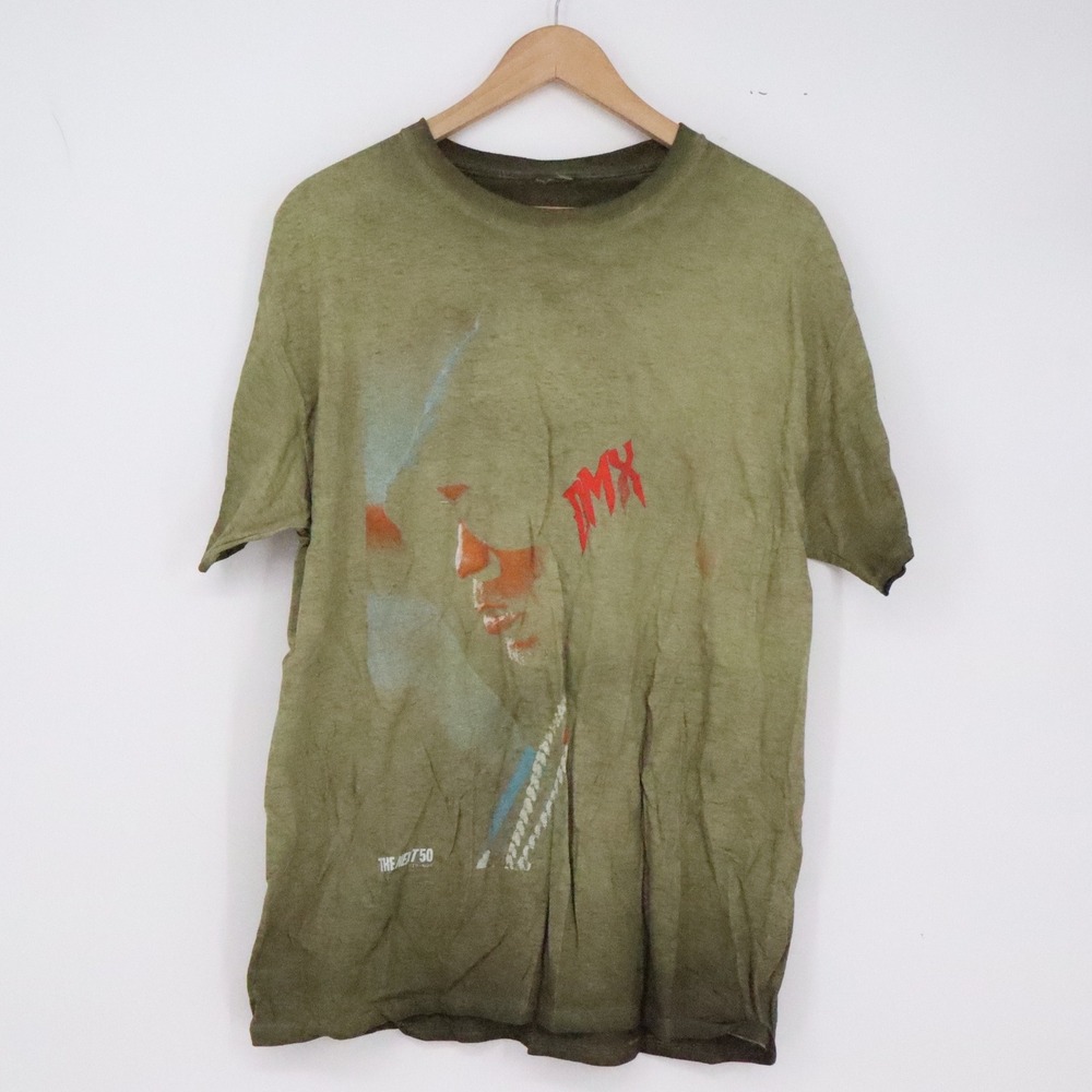 Legends Apparel T-Shirt Mens Large DMX Portrait Graphic Olive Green Good